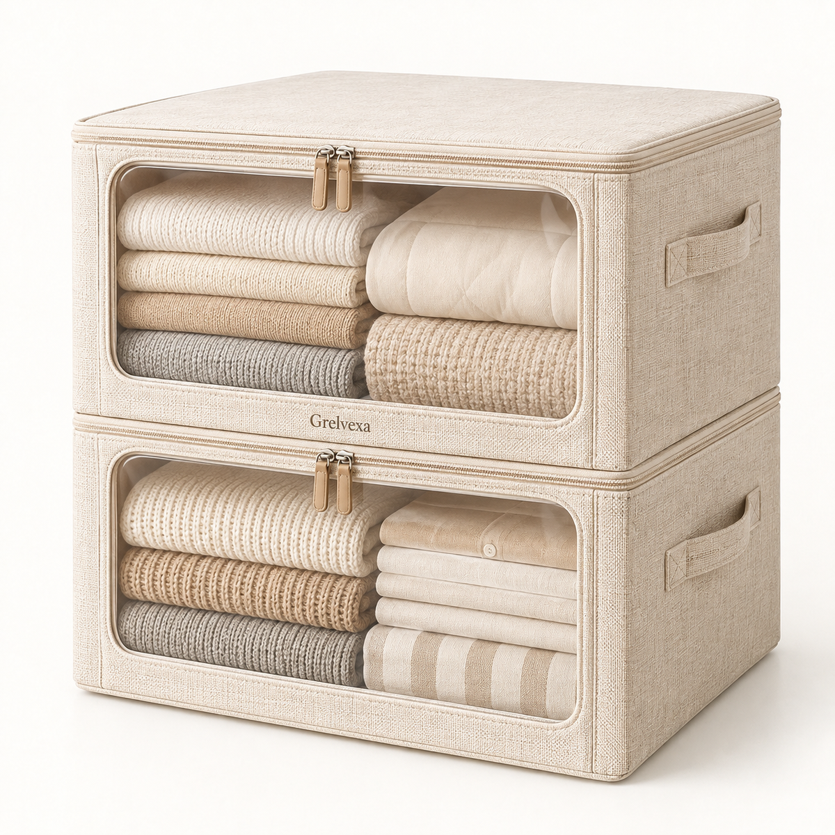 Grelvexa HavenView Foldable Closet Storage Box – Set of 2