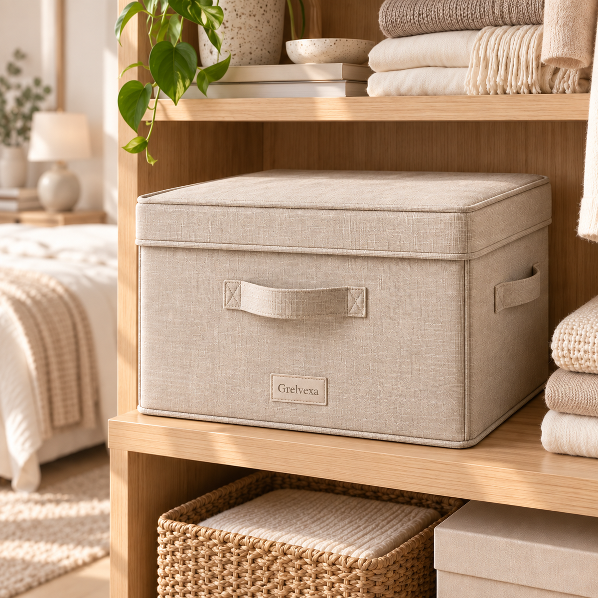 Grelvexa Linen-Look Lidded Storage Box