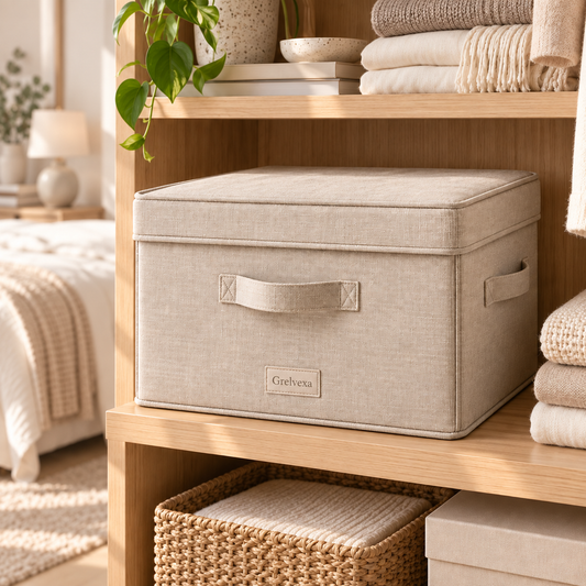 Grelvexa Linen-Look Lidded Storage Box