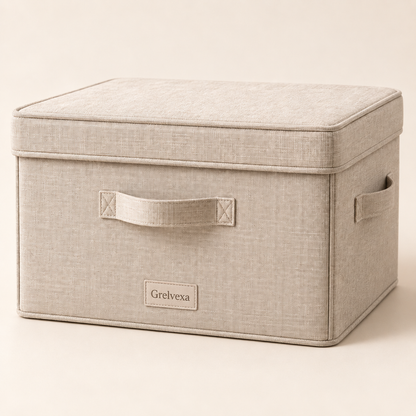 Grelvexa Linen-Look Lidded Storage Box