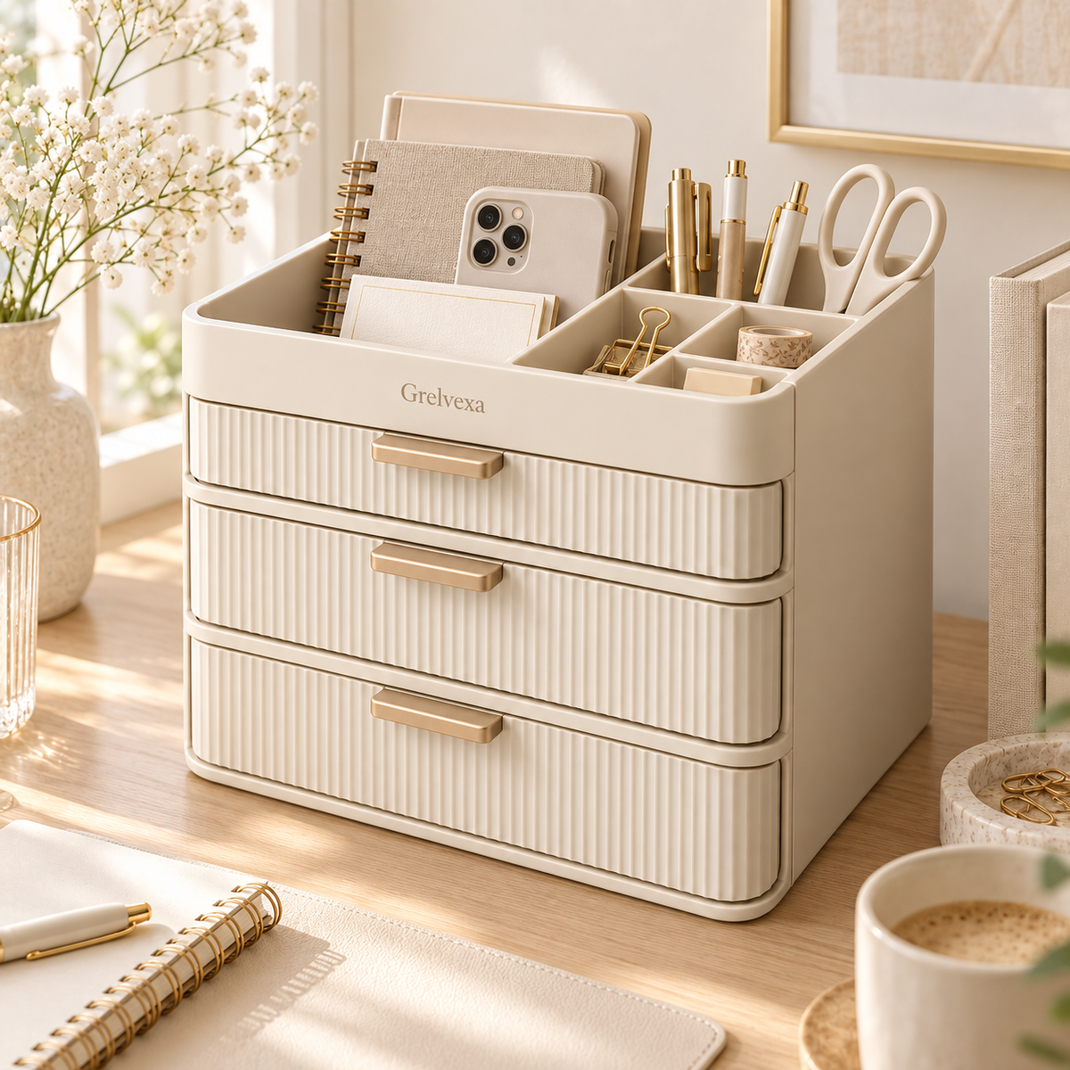 Grelvexa Elio 3-Drawer Desktop Organizer