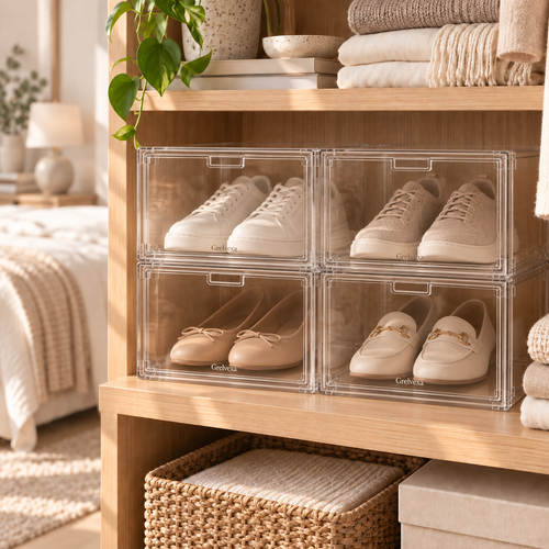 Grelvexa ClearNest Stackable Shoe Organizer