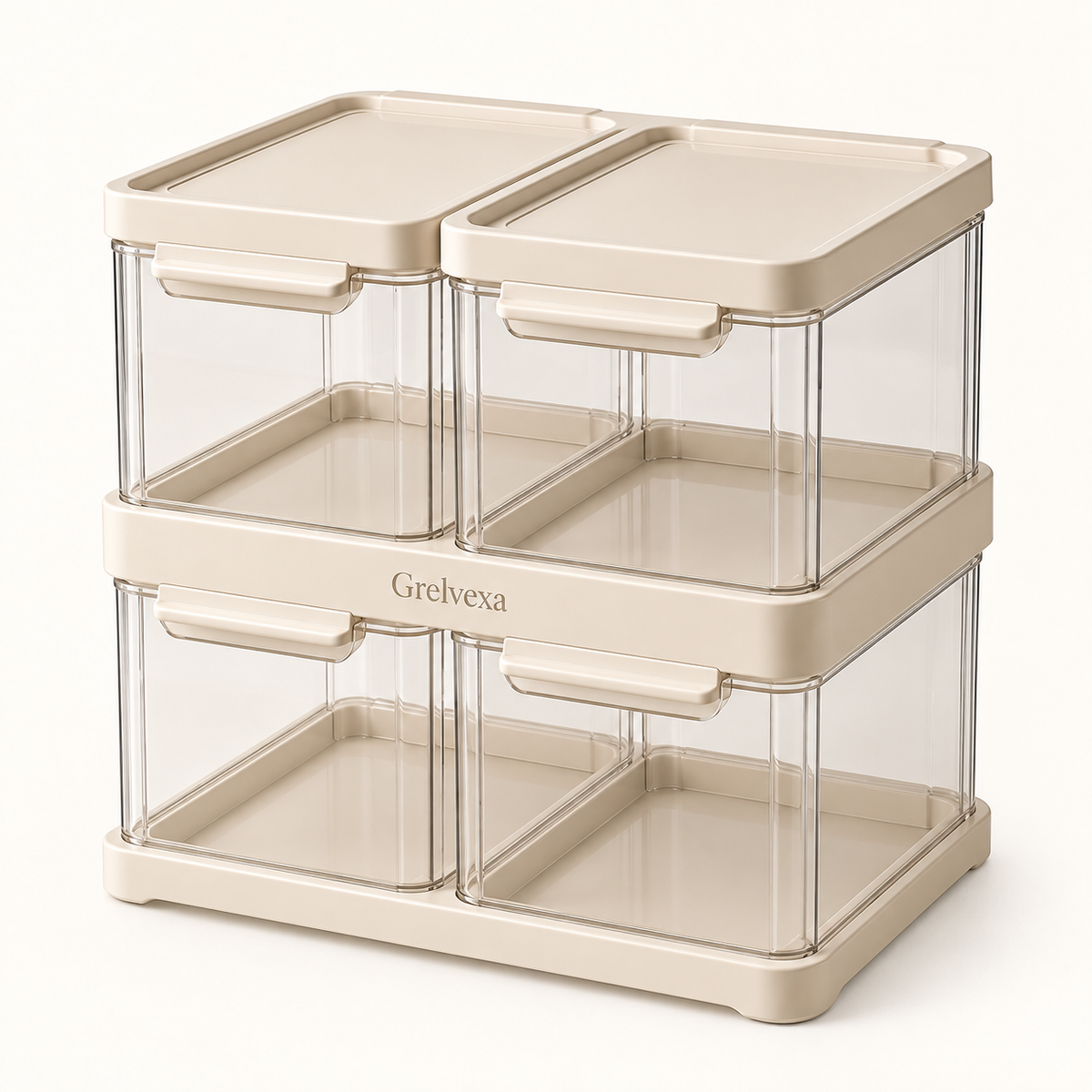 Grelvexa Vela Stackable Pantry Storage Bins – Set of 4