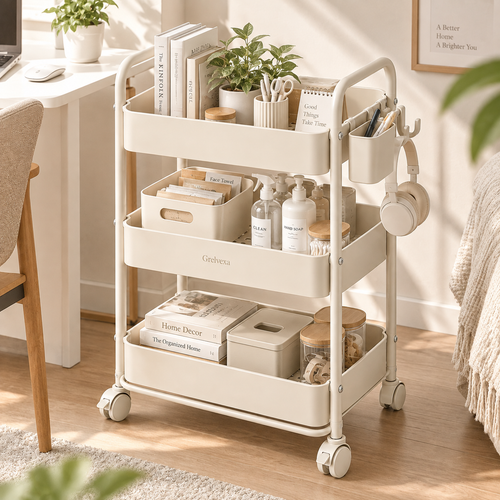 Grelvexa Mira 3-Tier Rolling Storage Cart